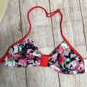 Betsey Johnson Girls Rose Print Bikini Top Size 14